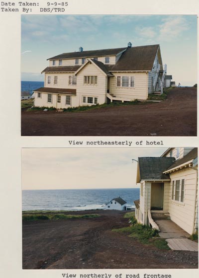 Photo of two views of the company house, a northeasterly view and a northerly view of the road in front of the house.